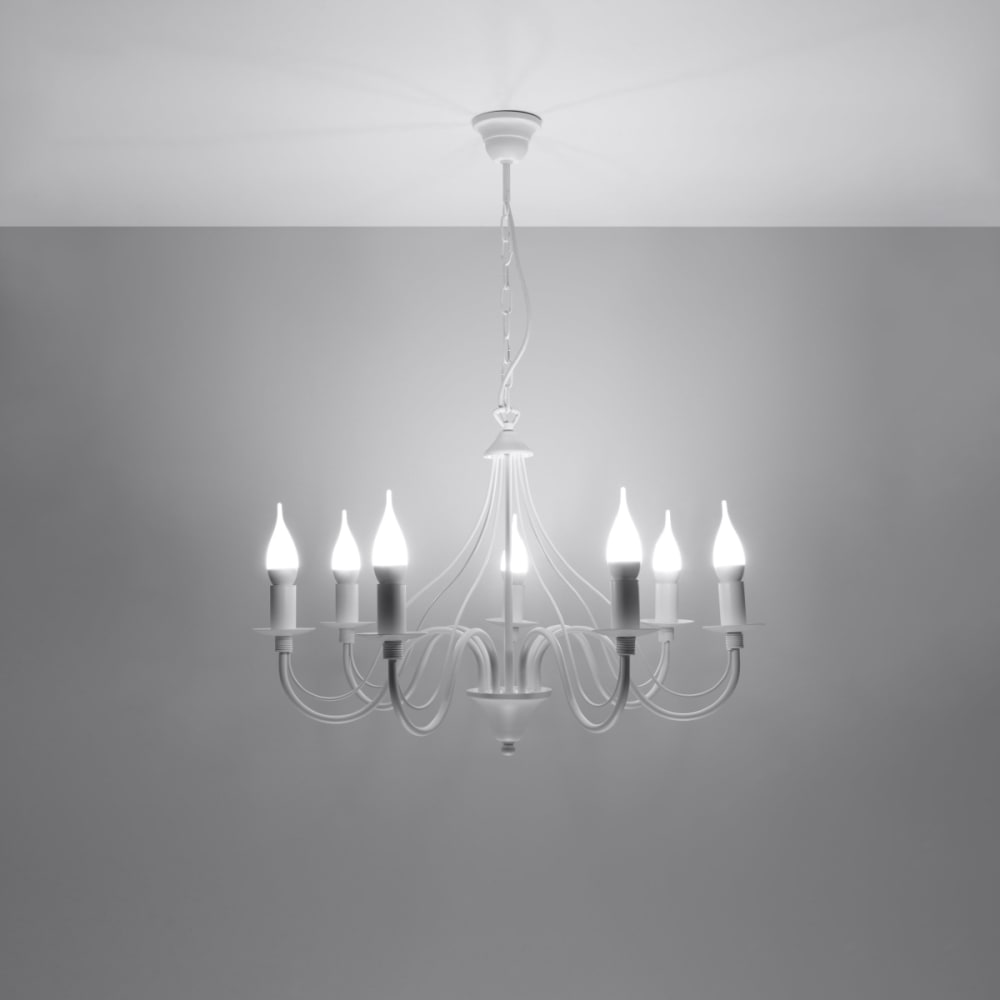 Lustre Acier Blanc E14 7 Minerwa — vue 4