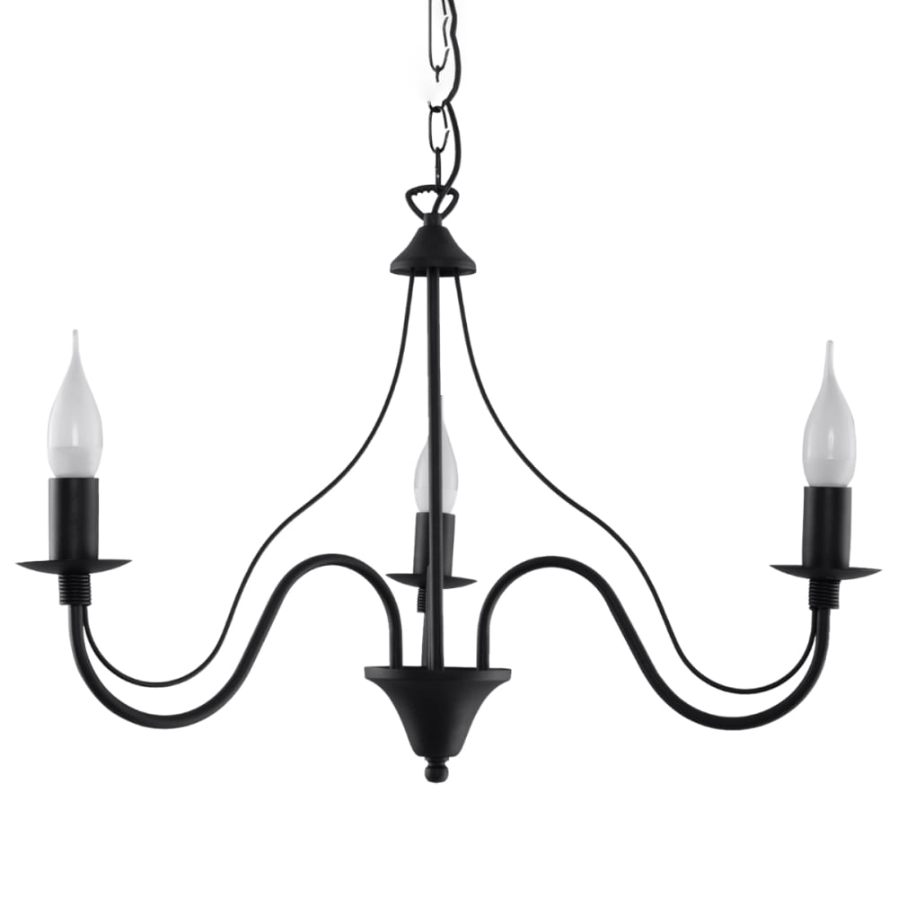 Lustre acier noir H 80 cm