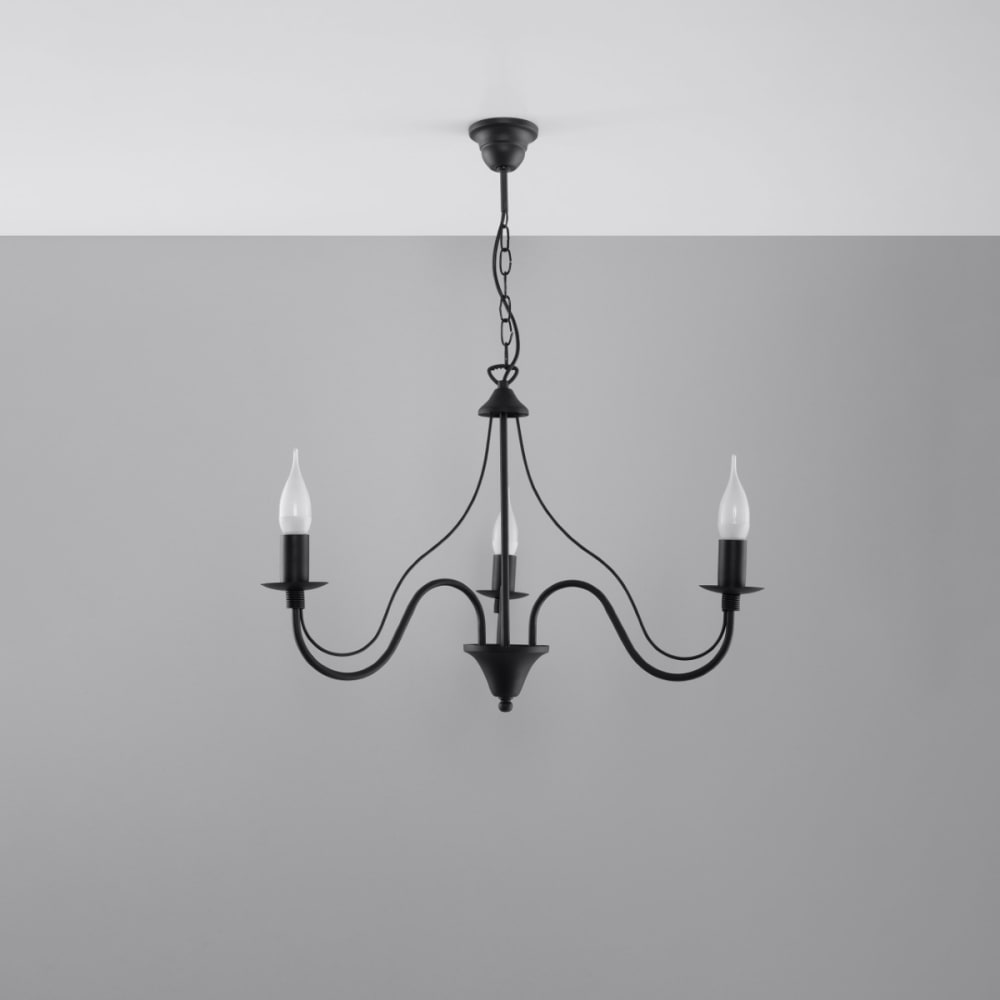 Lustre Acier Noir E14 3 Minerwa — vue 3