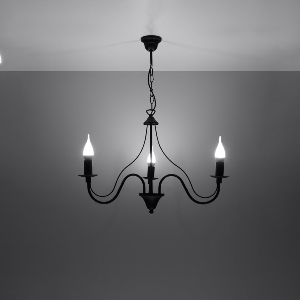 Lustre Acier Noir E14 3 Minerwa — vue 4