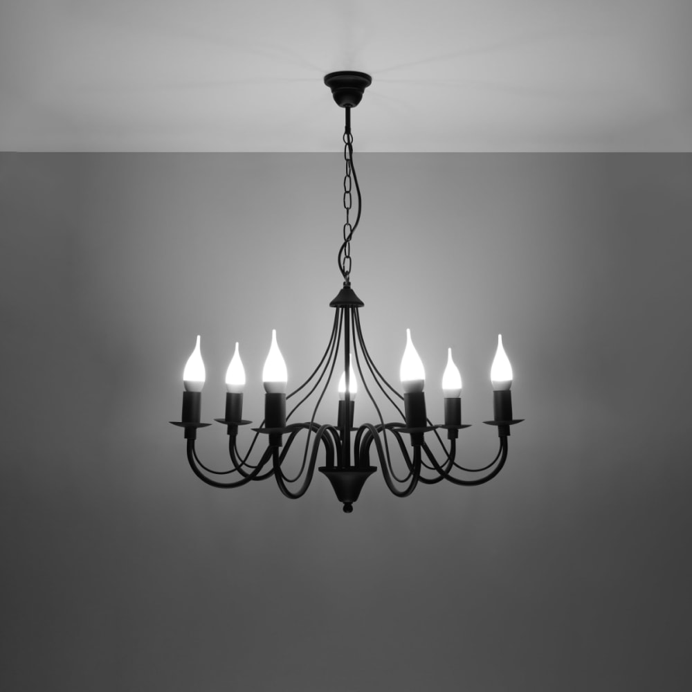 Lustre Acier Noir E14 7 Minerwa — vue 4
