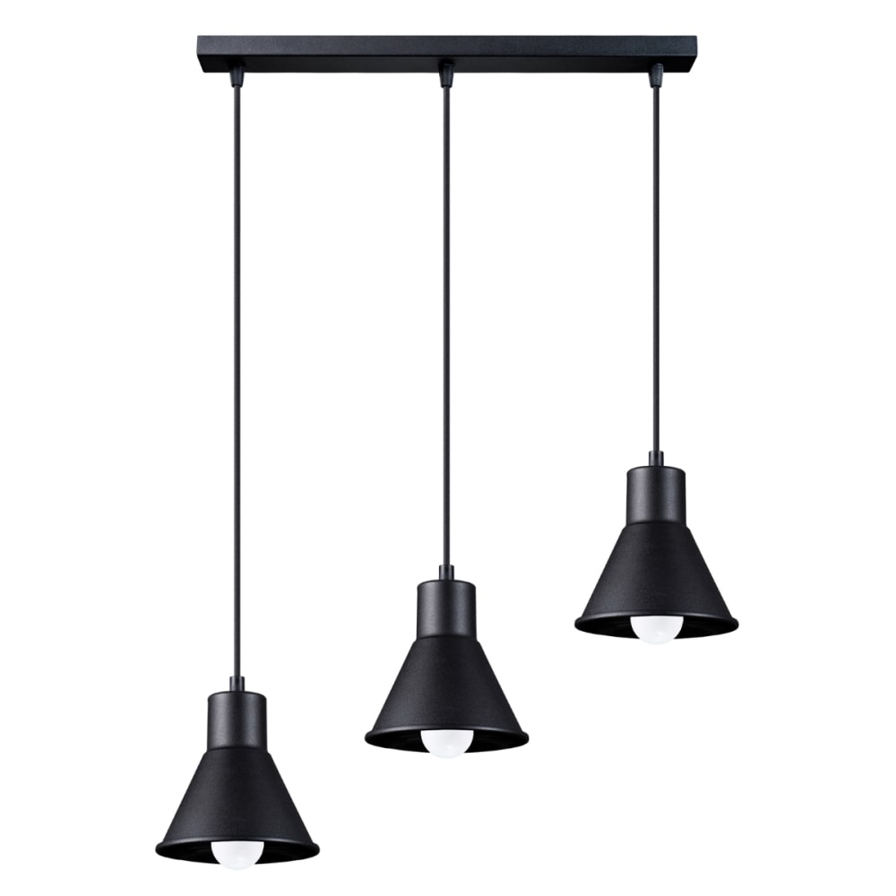Suspension conique en métal, noir L: 45cm