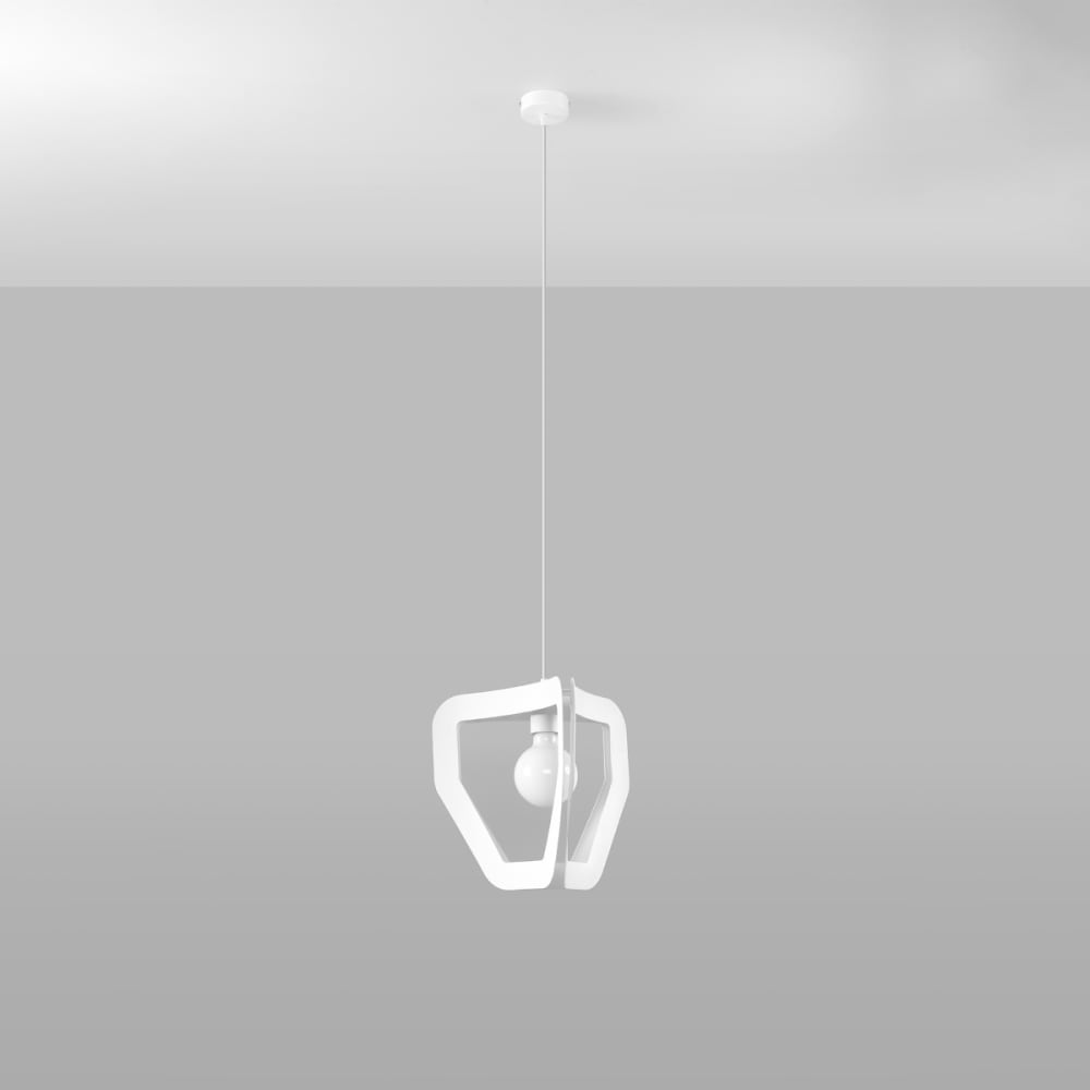Lampe suspendue acier blanc h 130 cm — vue 3