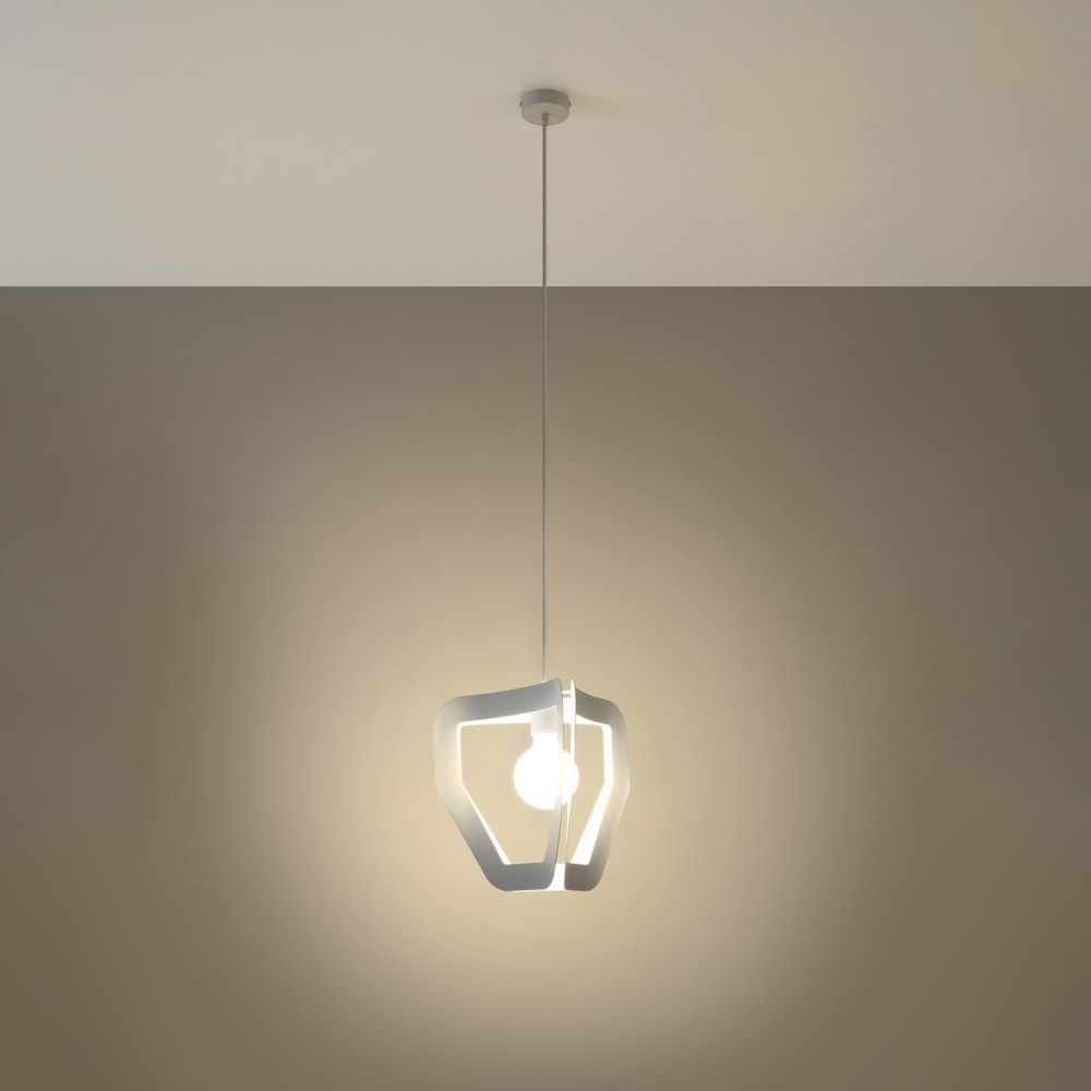 Lampe suspendue acier blanc h 130 cm — vue 4