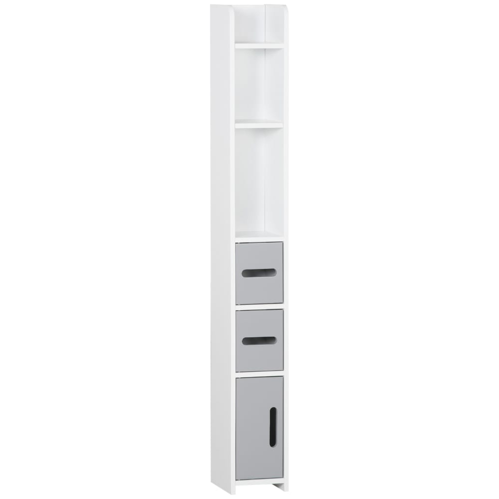 Armario de baño 15x17x120 cm blanco y gris