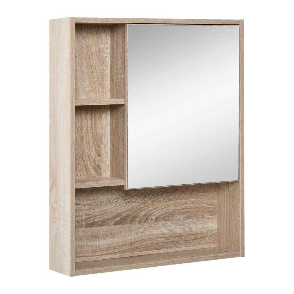 Armario con espejo 60x15x76 cm grano de roble