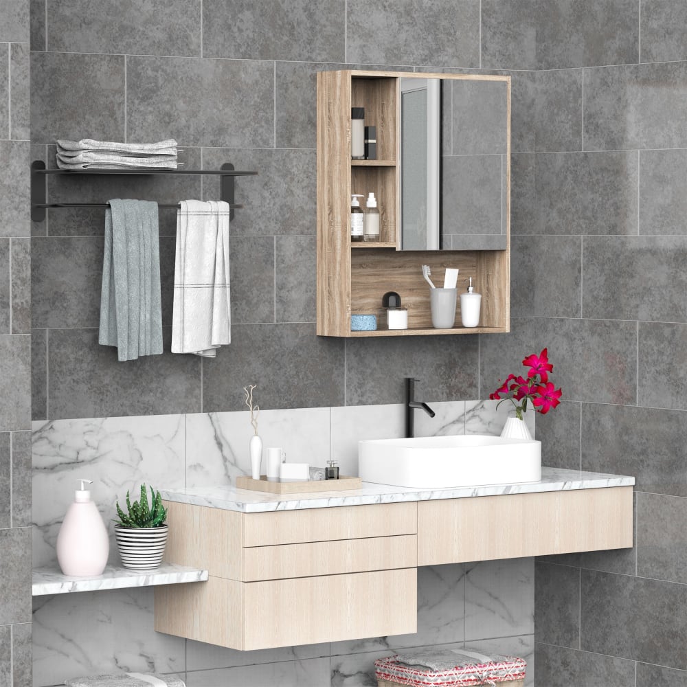 Armario con espejo 60x15x76 cm grano de roble - Maisons du Monde