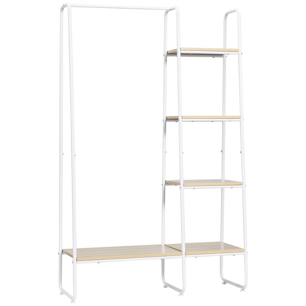 Perchero de ropa 101x39x160 cm blanco y madera natural