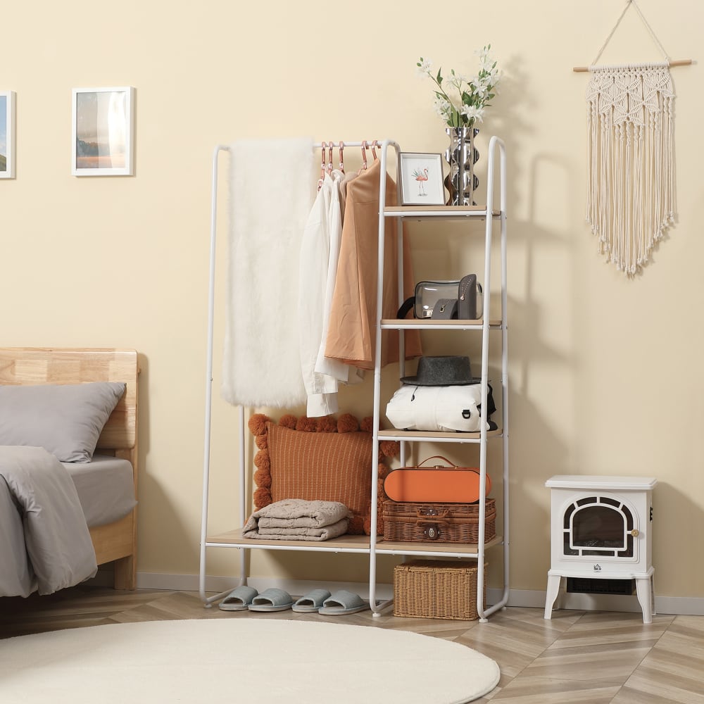 Perchero de ropa 101x39x160 cm blanco y madera natural - Maisons du Monde