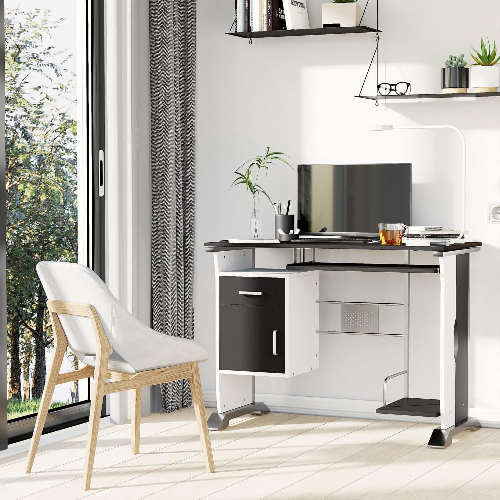 Mesa de ordenador 100x52x75cm negro y plata - Maisons du Monde