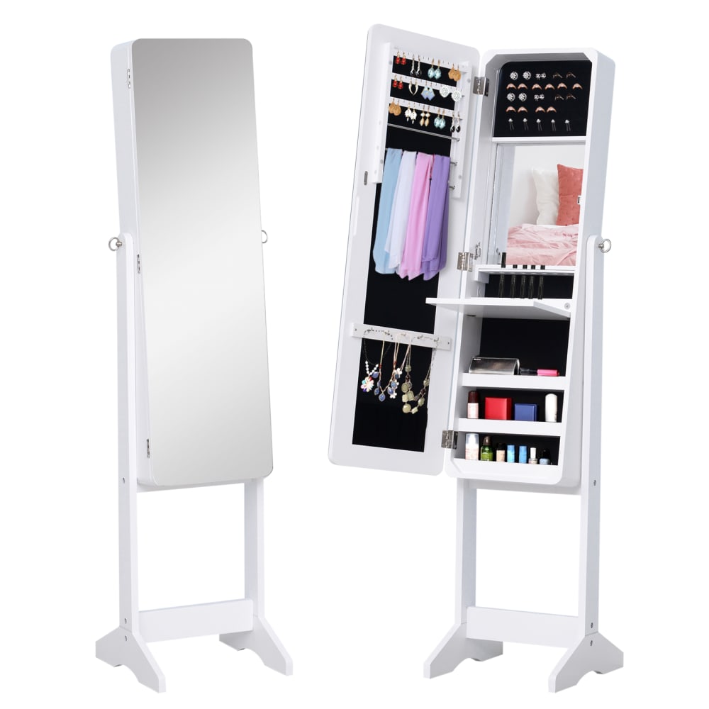 Joyero de pie con espejo 30x36x146cm blanco