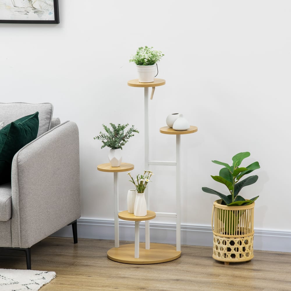 Soporte para plantas 40x40x95.5 cm blanco y natural - Maisons du Monde