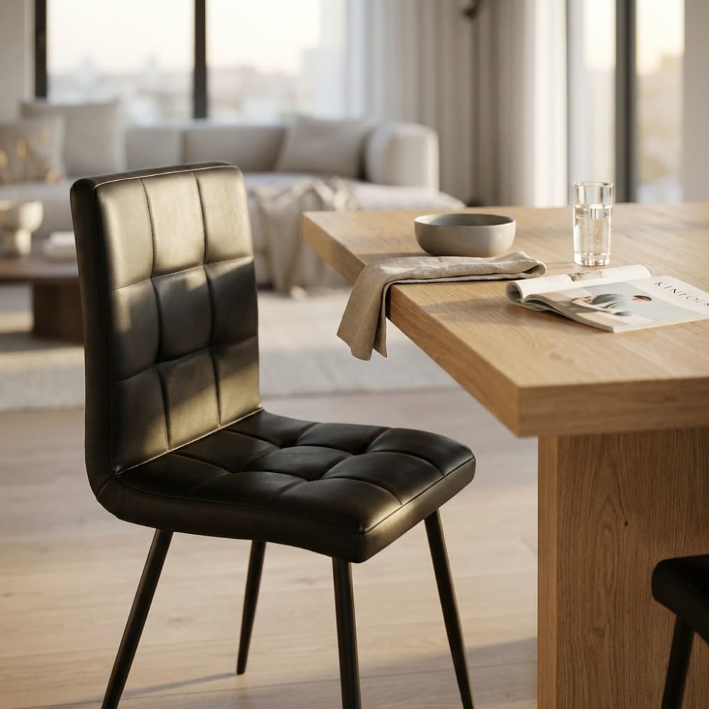 Sedia in ecopelle/metallo nero 40x41x89 - Milani Home