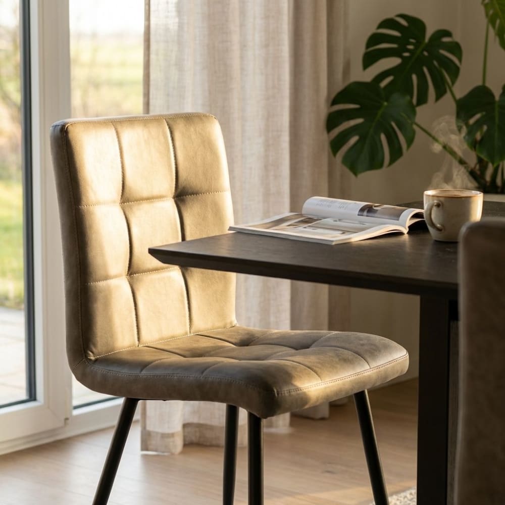 Sedia in ecopelle/metallo grigio 40x41x89 - Milani Home