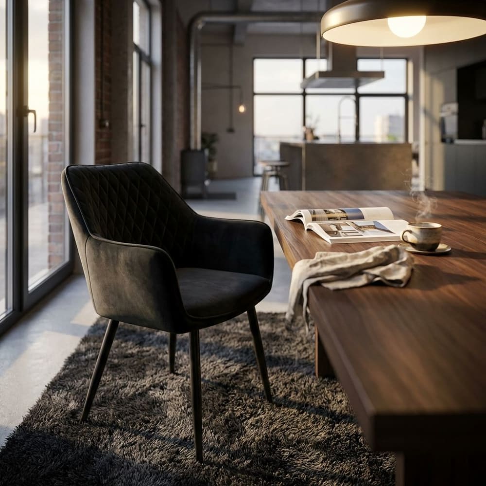Poltrona in velluto/metallo nero 48x62x83 - Milani Home