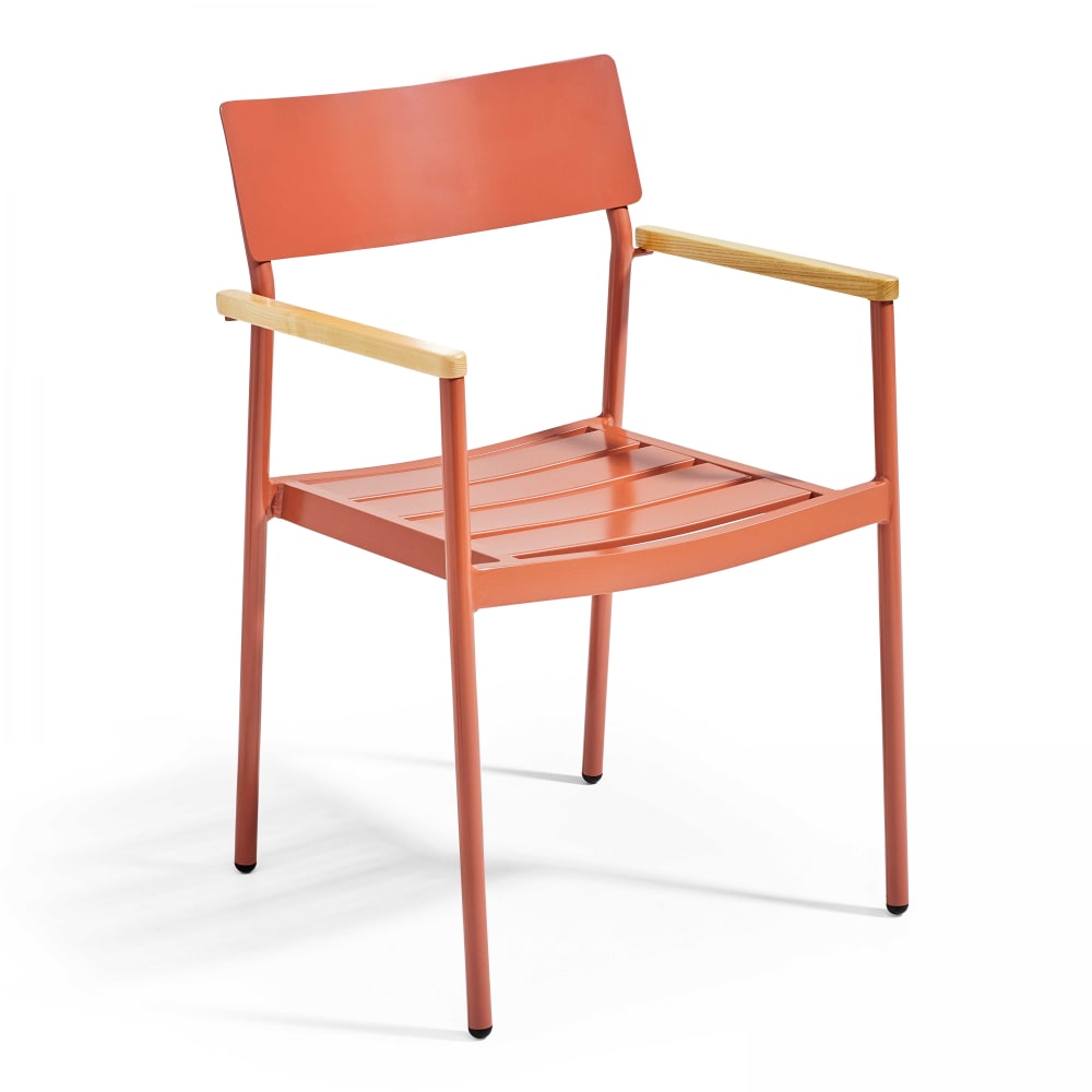 Fauteuil de jardin en aluminium et bois terracotta