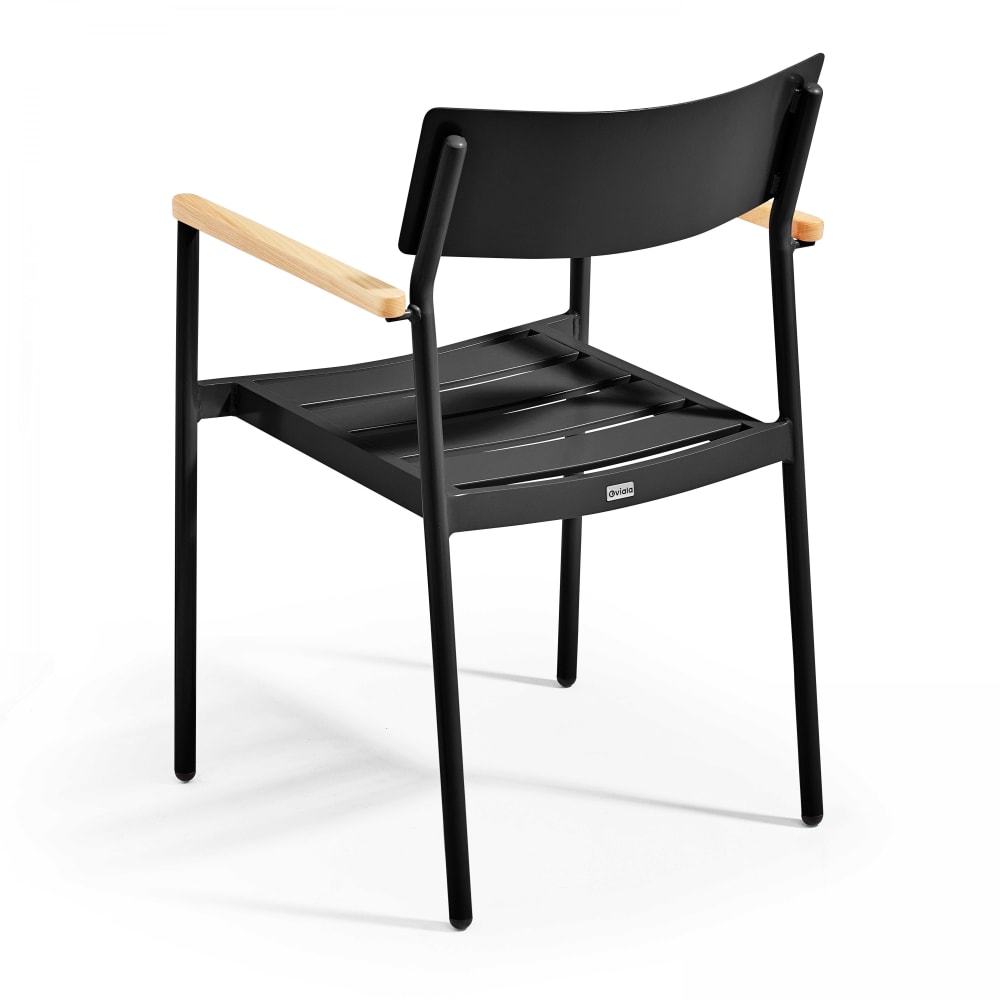 Gartensessel aus Aluminium und Holz Schwarz - Maisons Du Monde