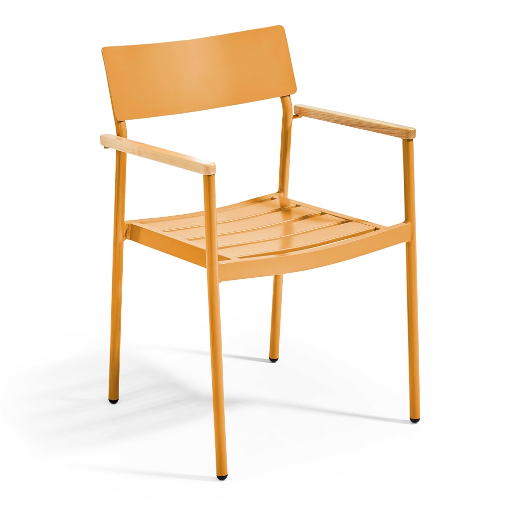 Fauteuil de jardin en aluminium et bois jaune moutarde