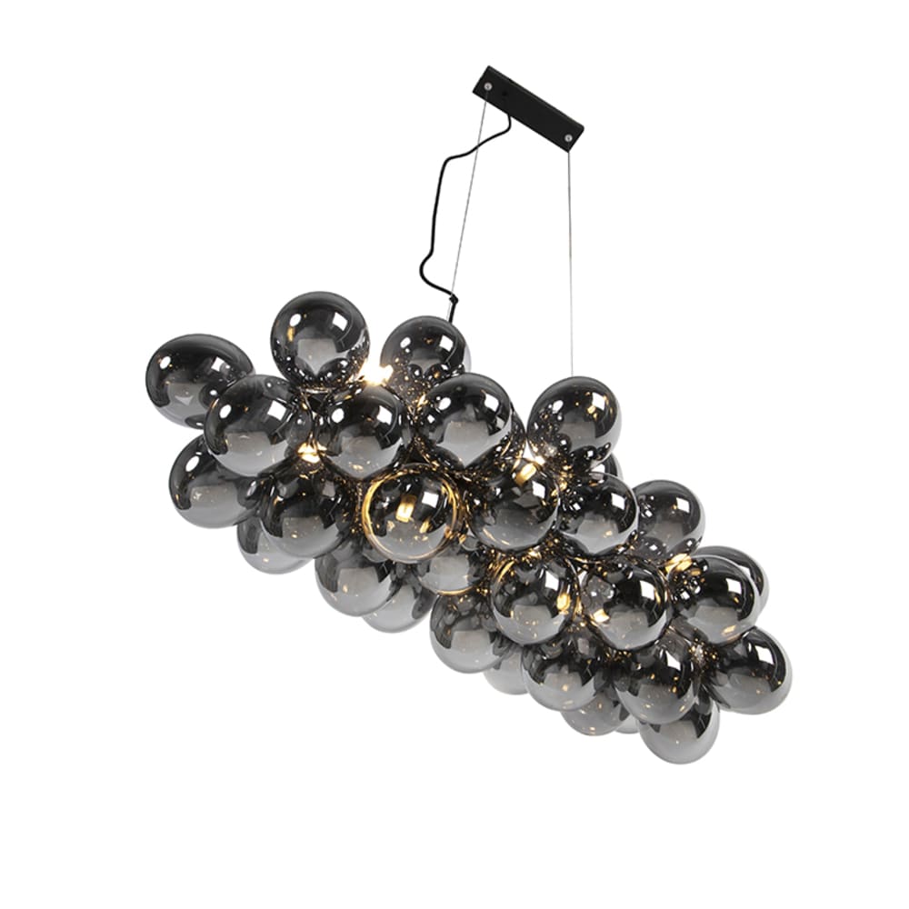 Lampe suspension design noire verre fumé 8 lampes — vue 3