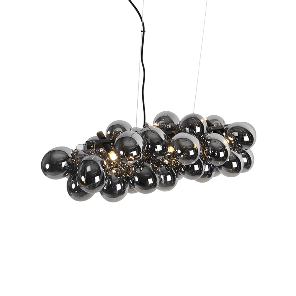 Lampe suspension design noire verre fumé 8 lampes — vue 4