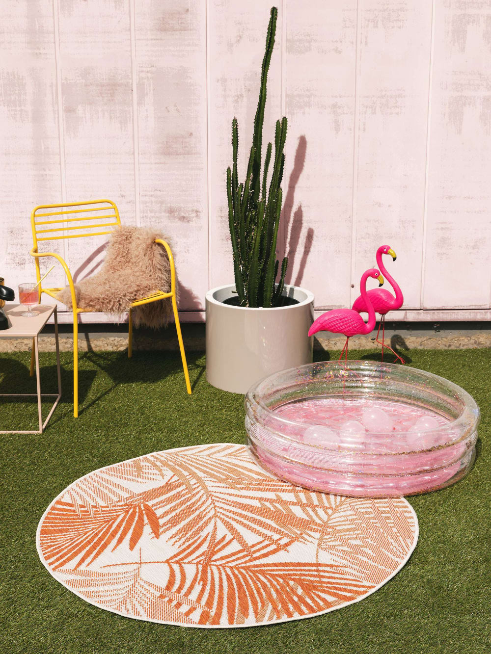 Alfombra de exterior & interior redonda naranja ø 120 redondo - Maisons du Monde