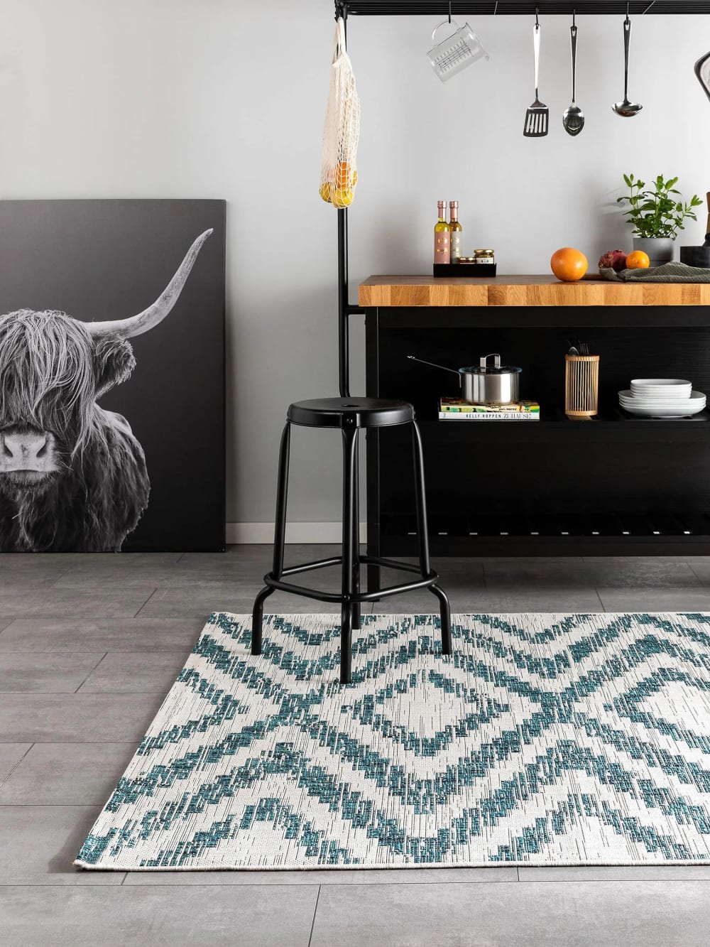Tappeto per interno ed esterno azzuro 240x340 - Benuta