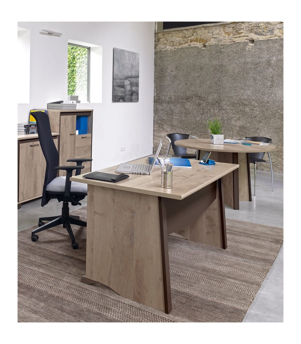 Table Ronde 4 Places L120 cm Décor Bois Clair - Marron clair