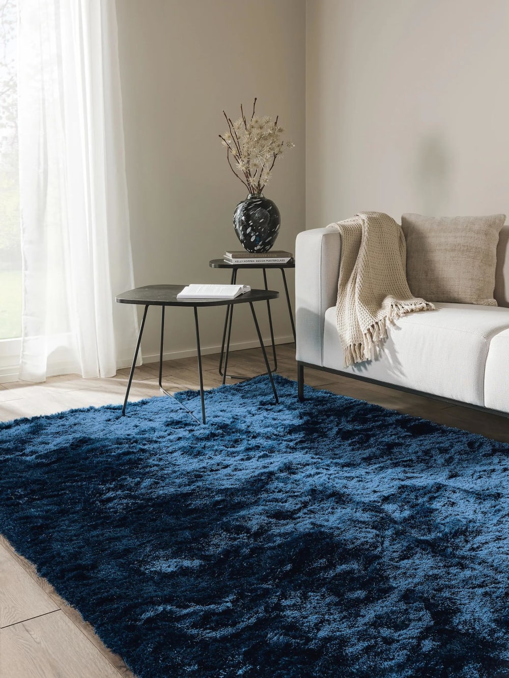 Tapis à poils longs bleu 140x200 — vue 3