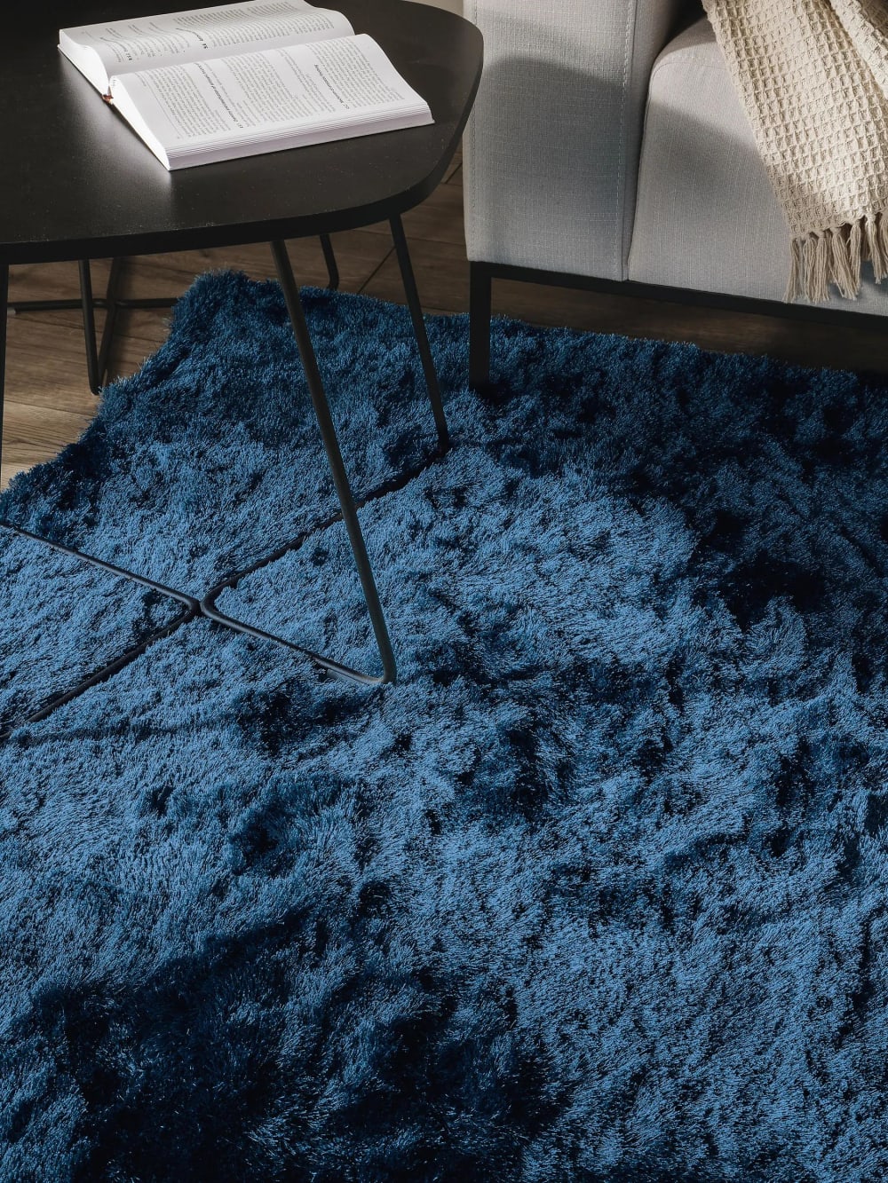 Tapis à poils longs bleu 140x200 — vue 4