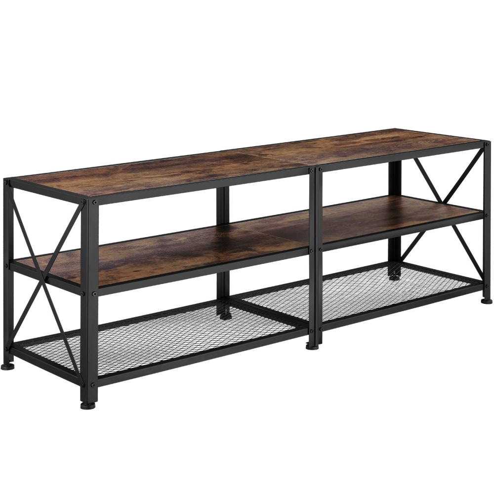 Mobile tv stile industriale altezza regolabile legno scuro -