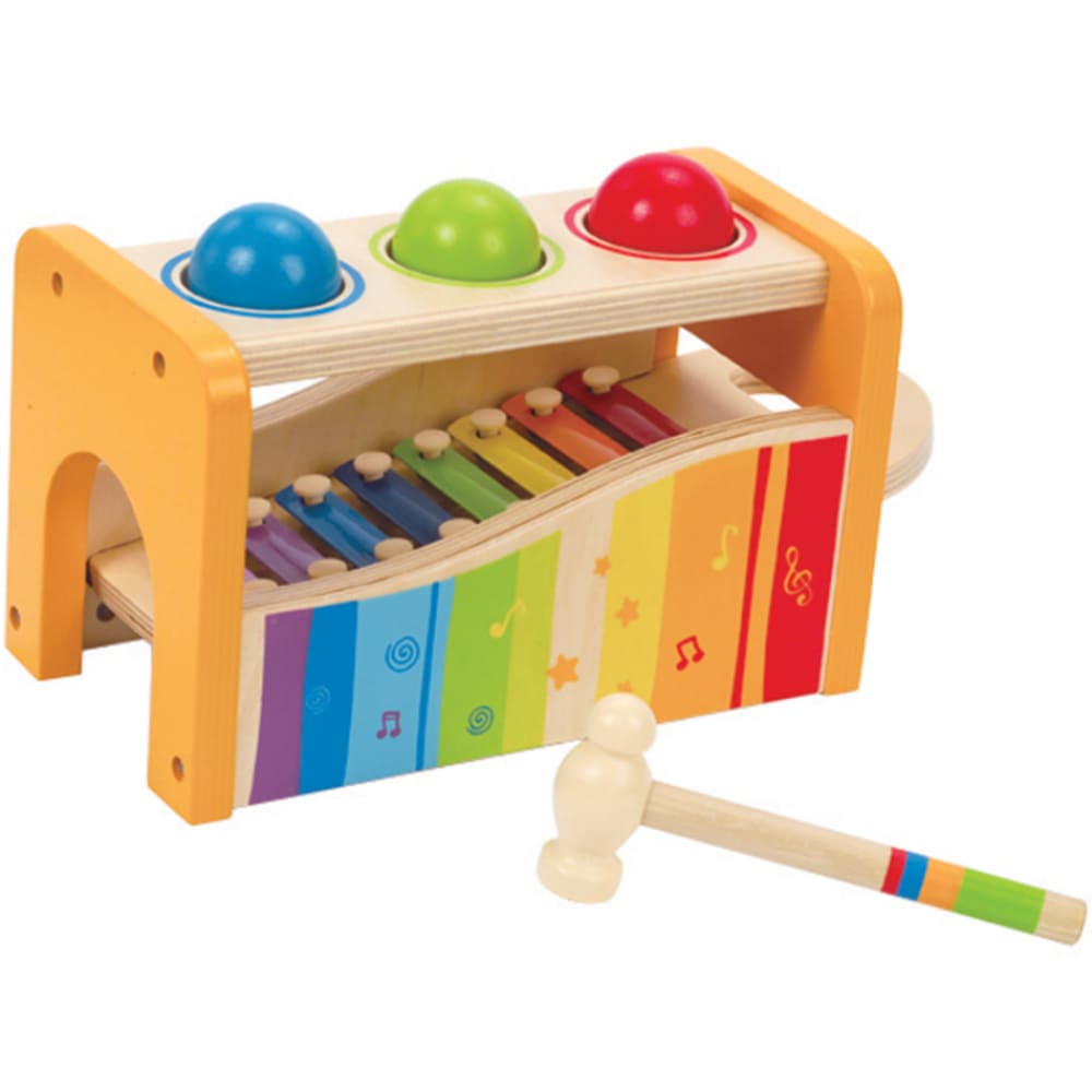 Hape Banc à marteler avec xylophone style contemporain Multicolore Bois - 24x15x14cm