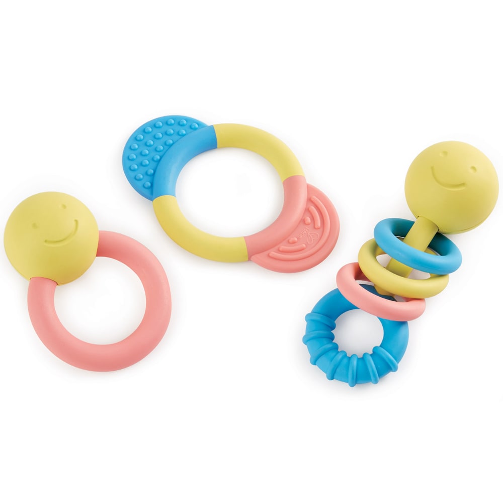 Hape Lot de 3 hochets de dentition Jaune Fibres Naturelles - 6x23x18cm