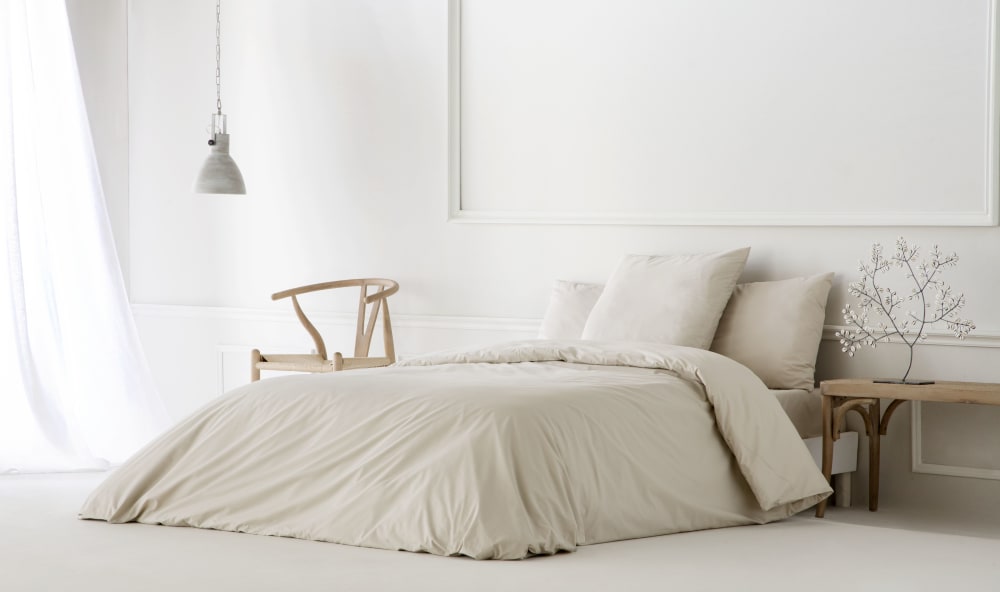 Bettbezug 100 % Baumwolle, glatt, sandfarben, 240 x 220 cm -