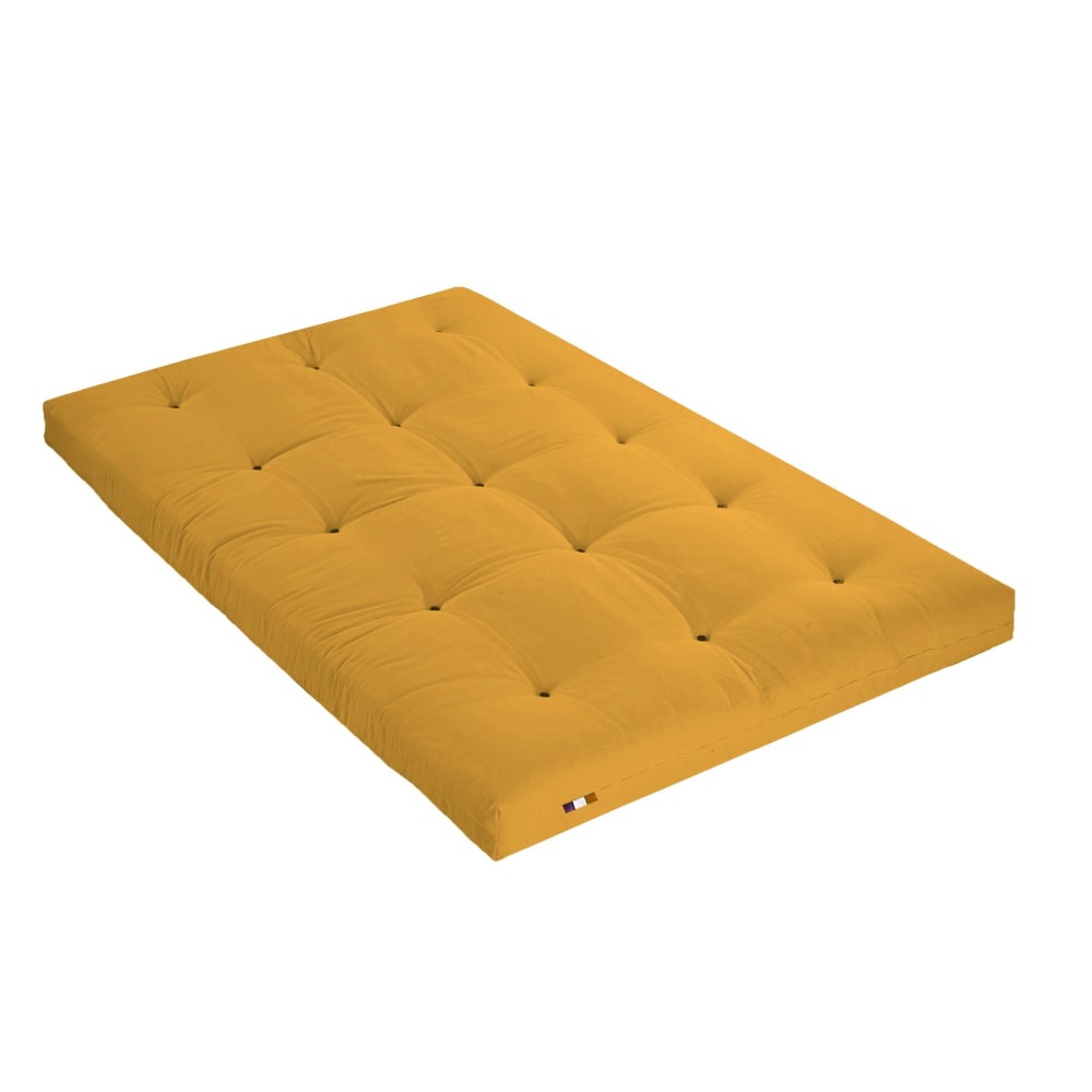 Matelas futon coton et fibres ocre 160x200