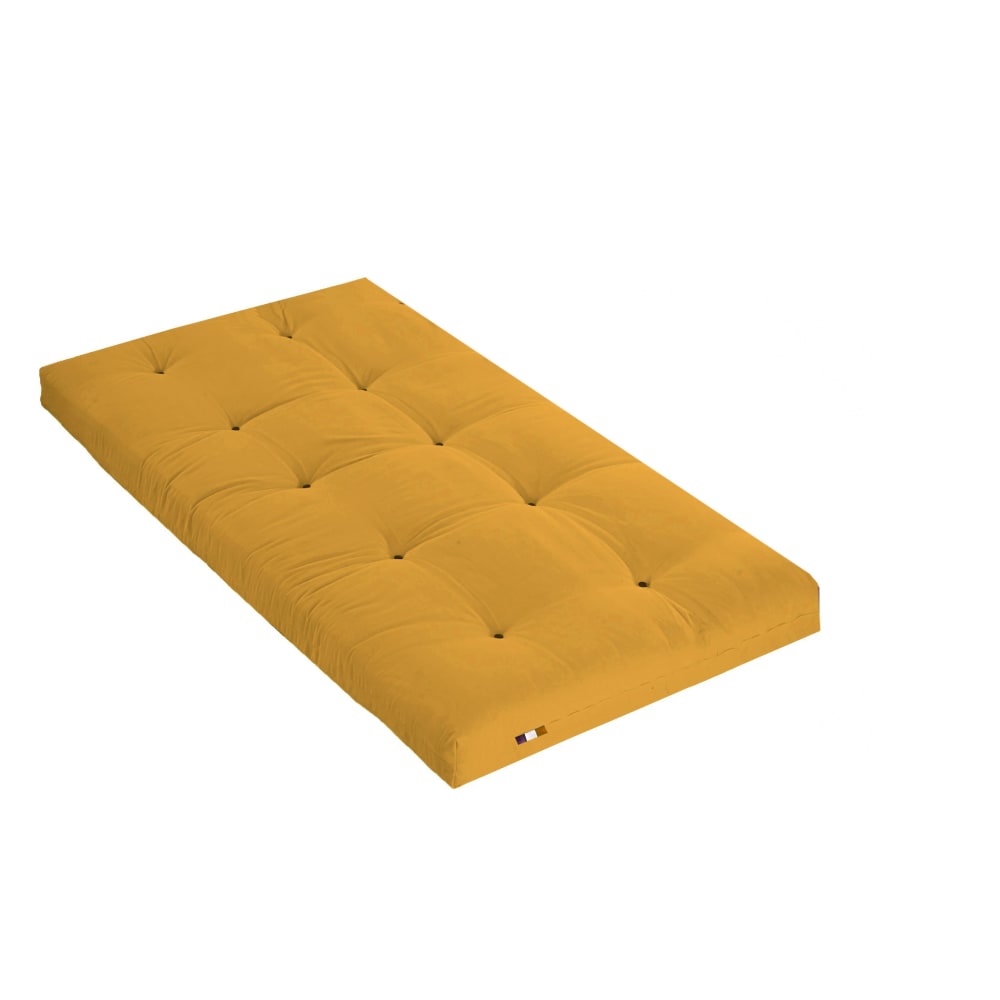 Matelas futon coton et fibres ocre 90x190