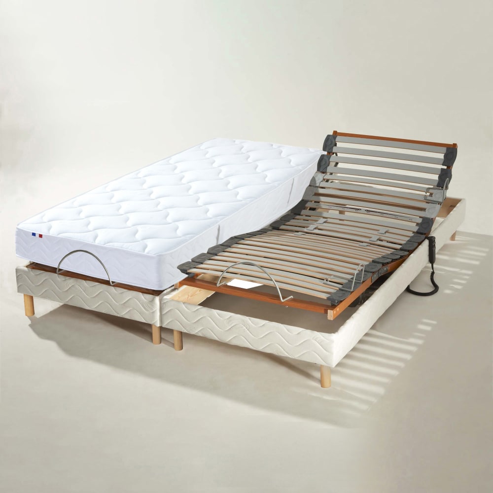 Lot sommiers avec réglage fermeté au niveau lombaire 2x70x190 - Maisons du Monde