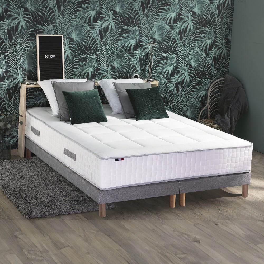 Ensemble matelas ressort 7 zones mémoire forme 2 sommiers 160x200