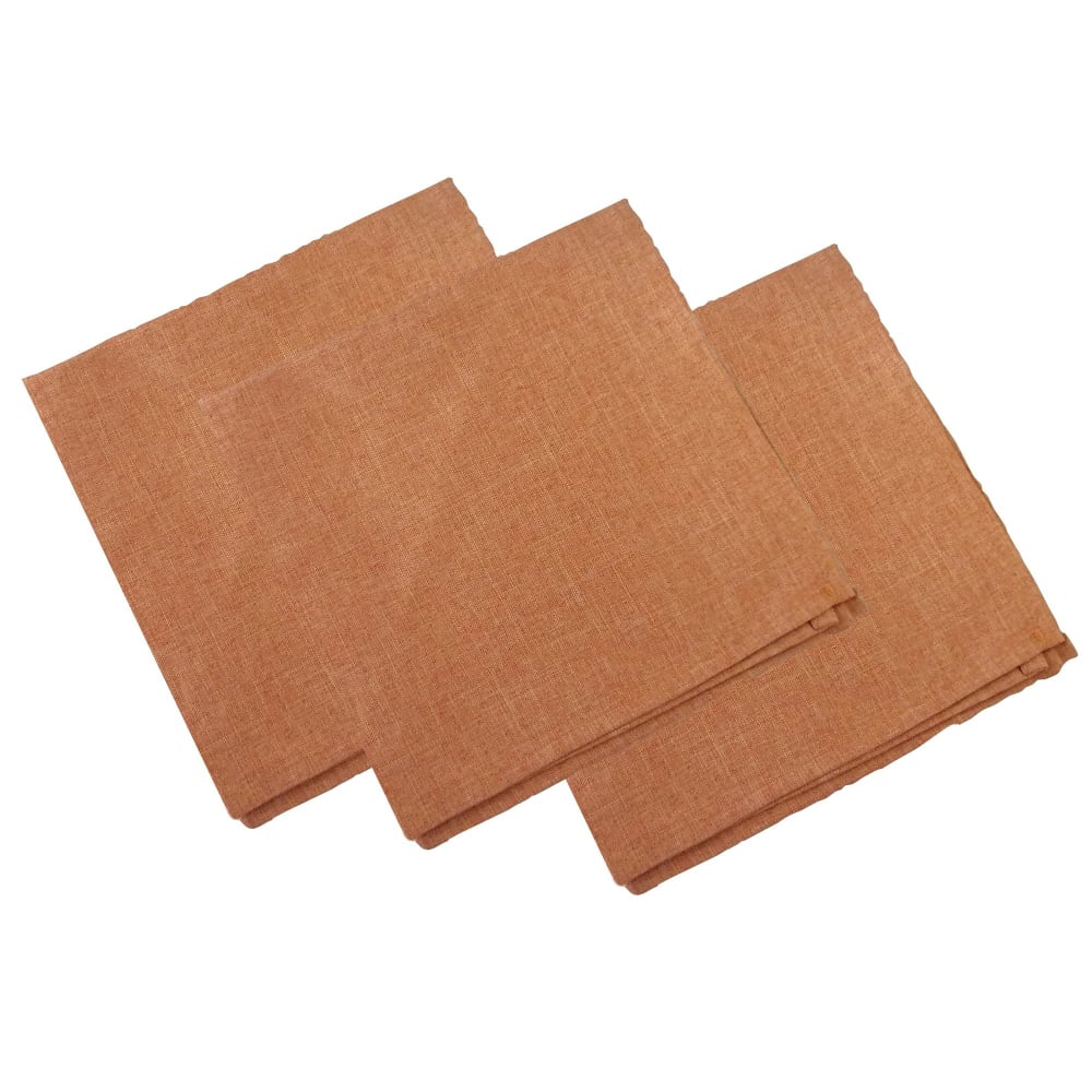 Lot de 3 serviettes de table 45x45 orange poterie en polyester