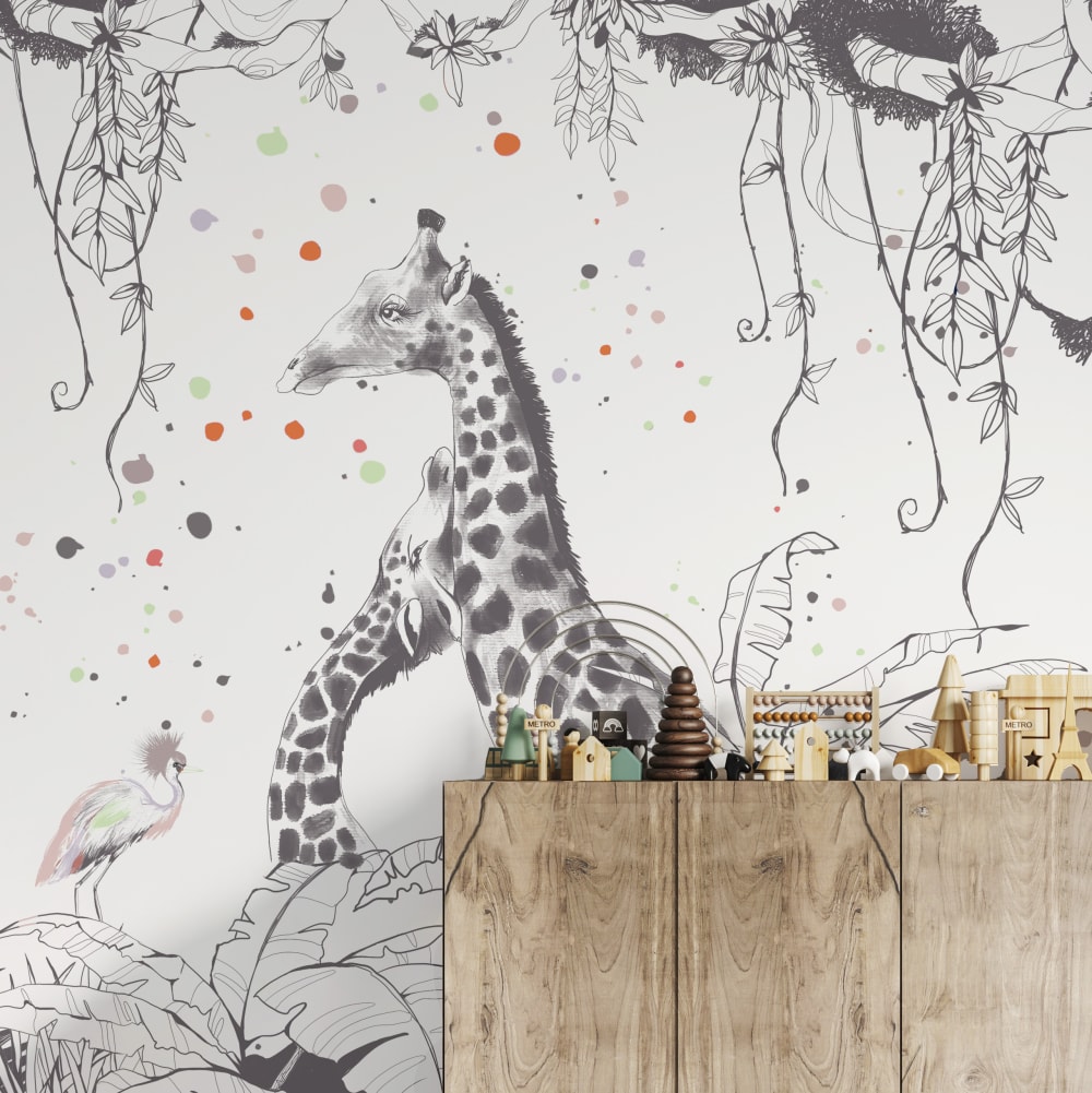 Papier peint  enfant - gris