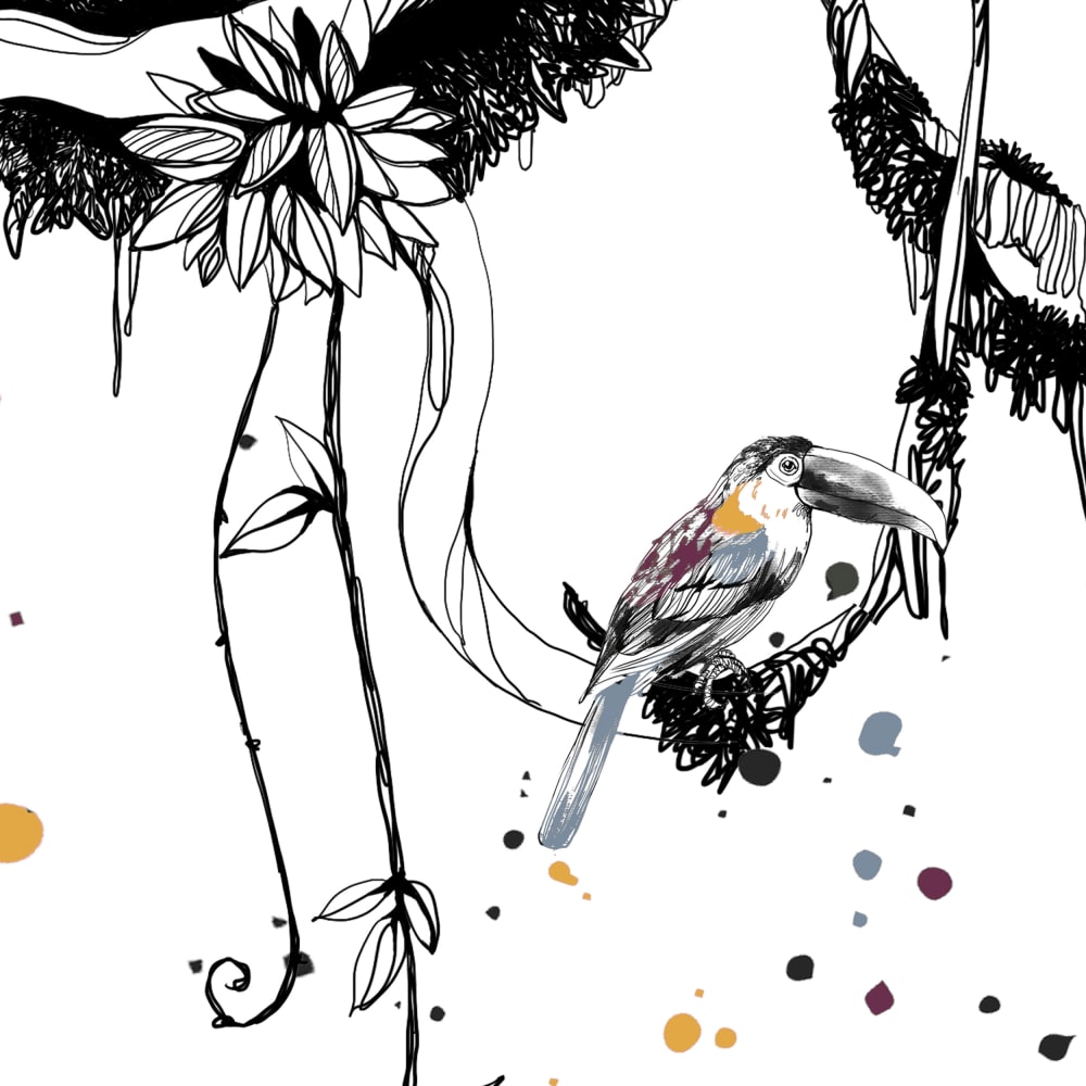 Papier peint panoramique enfant Scènes girafes, Noir 510 x 2