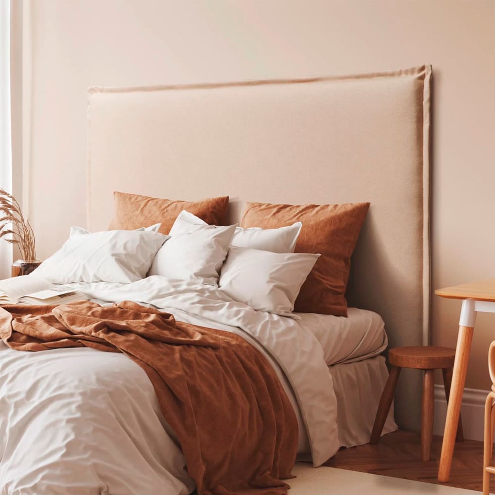 Cabecero tapizado liso arena, cama 105 cm, 115x120 cm - Maisons du Monde