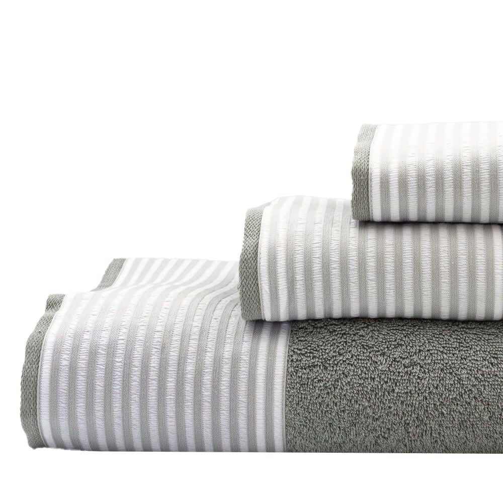 Juego de toallas de 3 piezas rayas gris oscuro 450 gr./m2 - Maisons du Monde