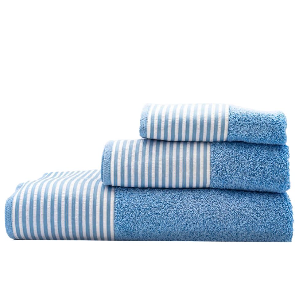 Juego de toallas de 3 piezas rayas azul 450 gr./m2
