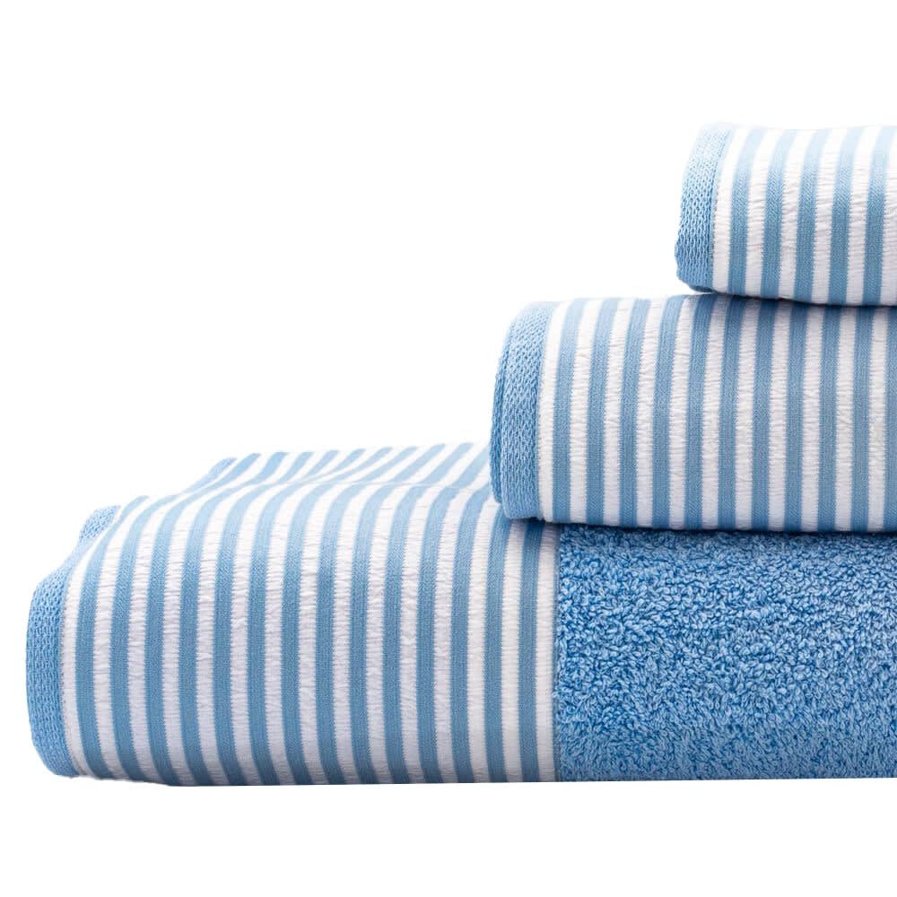 Juego de toallas de 3 piezas rayas azul 450 gr./m2 - Maisons du Monde