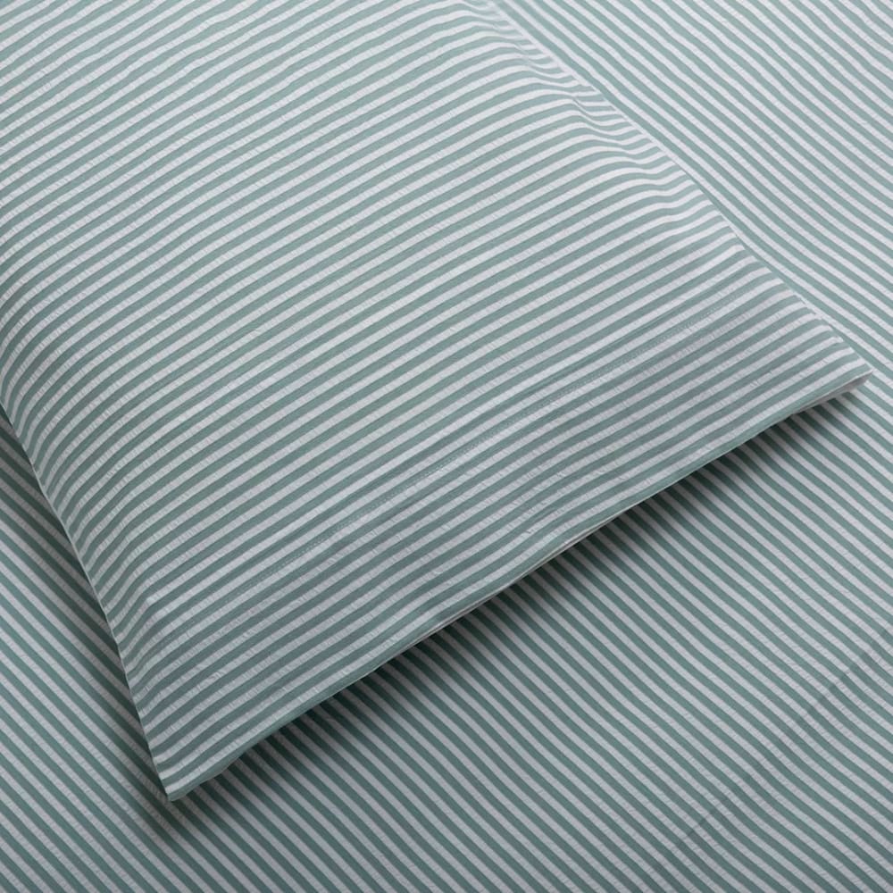 Funda nórdica rayas 100% algodón verde agua cama 105 cm (180 x 220 cm - Maisons du Monde