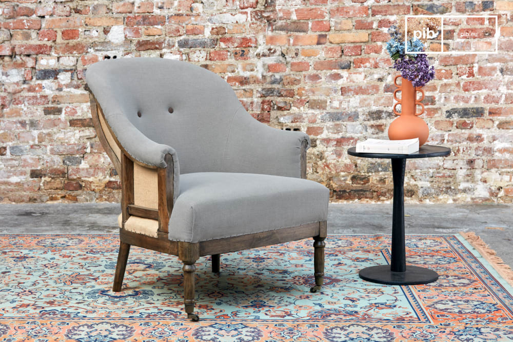 Fauteuil rond en tissu gris