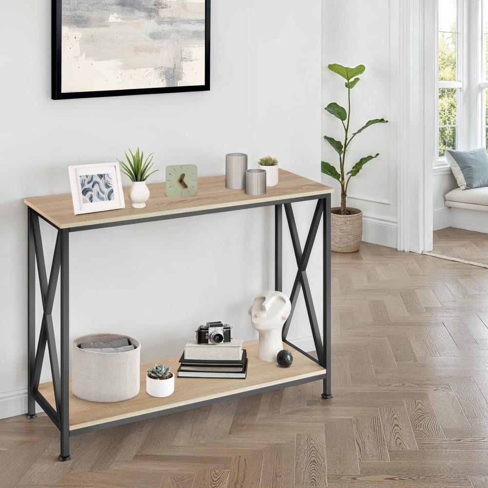 Console stile industriale 100 x 35 x 80,5 cm legno chiaro - Marrone - Pannello di particelle