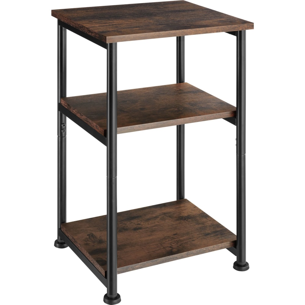 Table d'appoint style industriel 34 x 30 x 59 cm bois foncé Table d'appoint style industriel 34 x 30 x 59 cm bois foncé