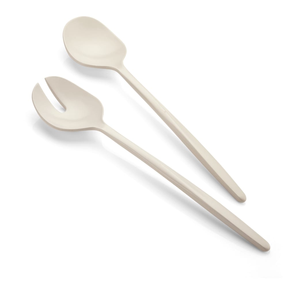 Couverts à salade en plastique recyclé blanc 28 cm