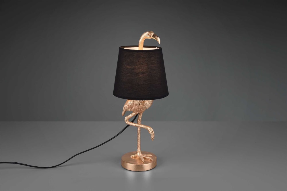 Lampe décorative flamingo doré et abat-jour noir - Maisons du Monde